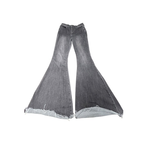 Free People Denim - We The Free People Just Float On Flare Jeans Black Button Fly Raw Hem W29x L30